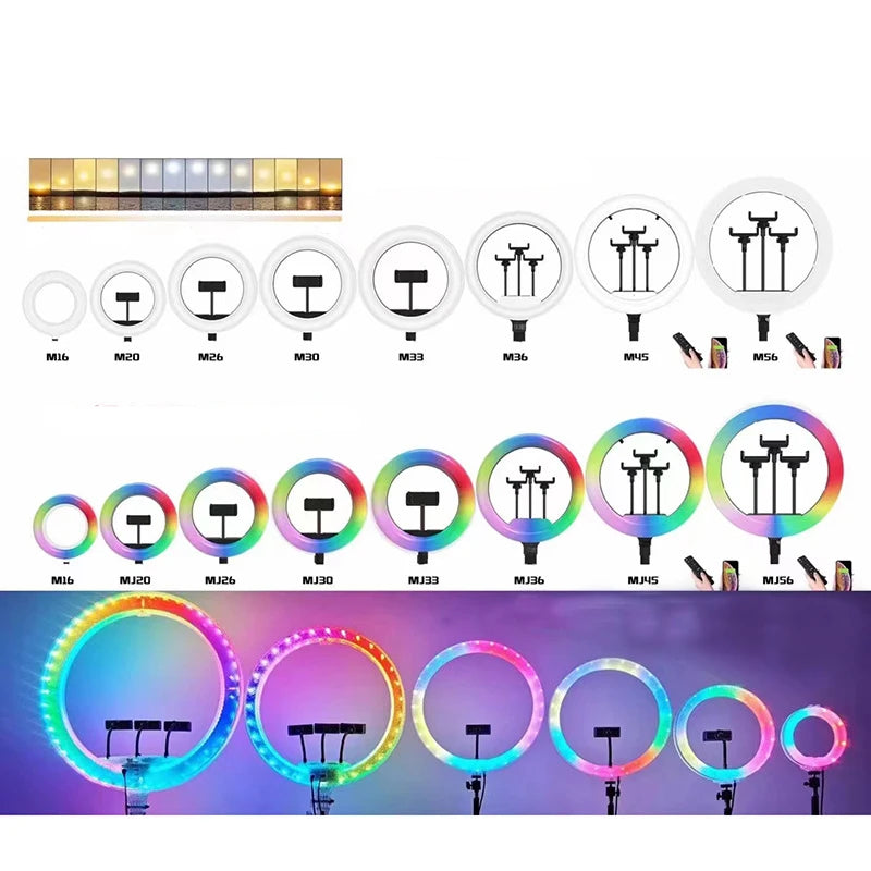 14inch Two Sides Crystal Led Selfie Ring Light for Live Streaming Professional Rgb Fill Lamp With Phone Holder for Game Tiktok Tidesmit
