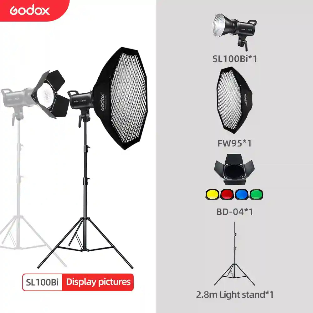 Godox SL100Bi Bi-Color LED Video Light - 100W Bowens Mount Studio Kit Kit 9 Tidesmit