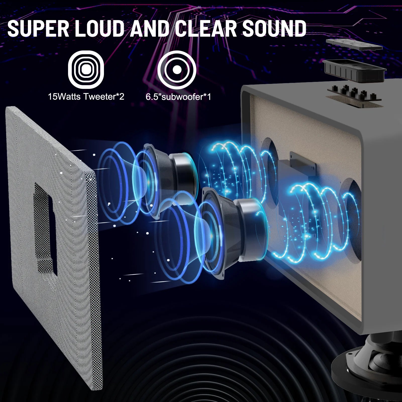 RHM K222 Wireless BT Karaoke Subwoofer Speaker Two Microphones Mini Design Wood Material DC Power Personal Remote Control Box My Store