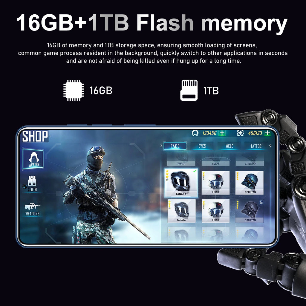 GT10 Pro Android Smart 5G Phone with 16GB RAM & 1TB Storage HighDef Screen - Tidesmit