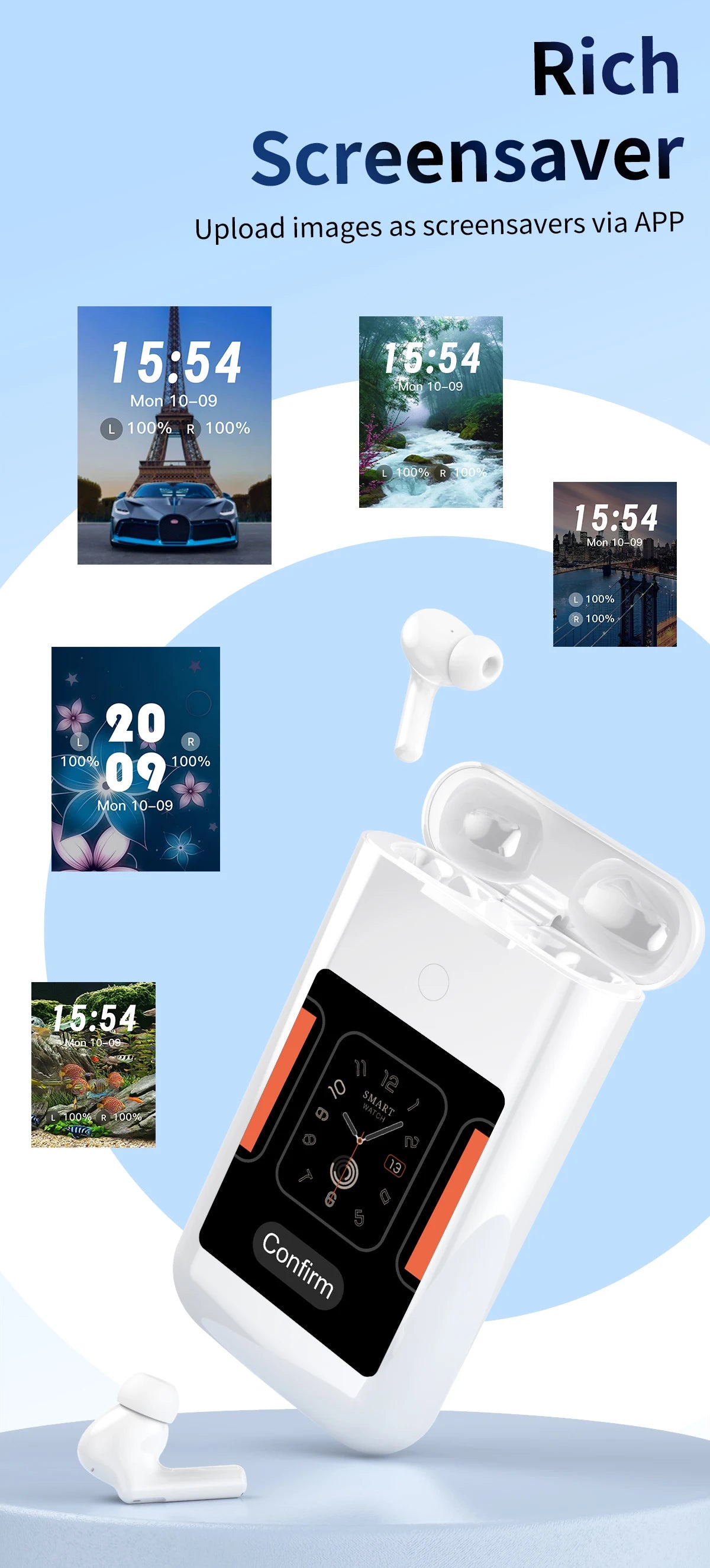 New A98 Box Wireless Earbuds + Power Bank + Flashlight 3-in-1 Touch Screen Earbud & Earphones With 8000mah Battery Capacity Tidesmit