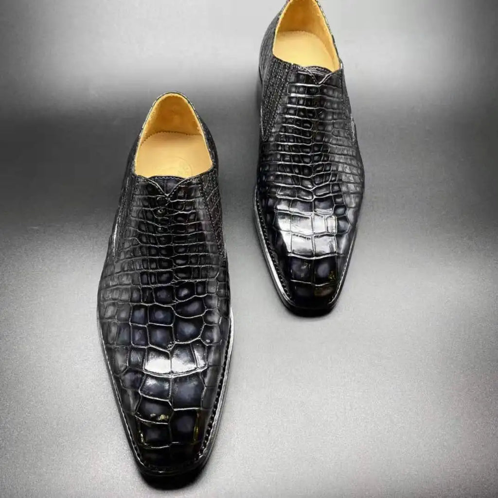 Luxury Alligator Skin Branded Shoes Men Slip-on Business Loafer Shoes for Men Pure Crocodile Leather Goodyear Men's Dress Shoes