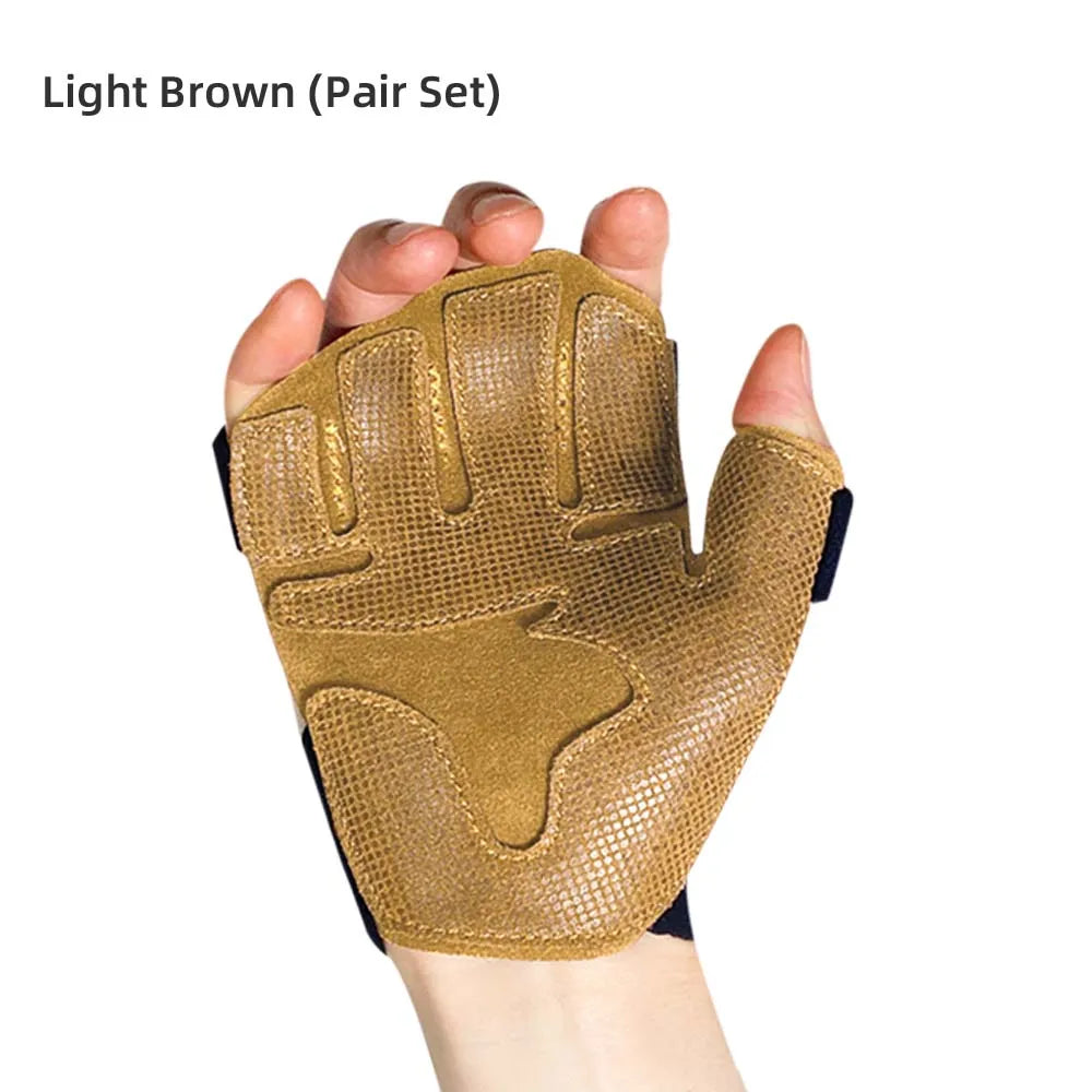 Anti slip Cowhide Fitness Gloves, Pull-up Horizontal bar Training, Anti Cocooning, Weight Lifting Protective Gloves Light Brown a pair Tidesmit