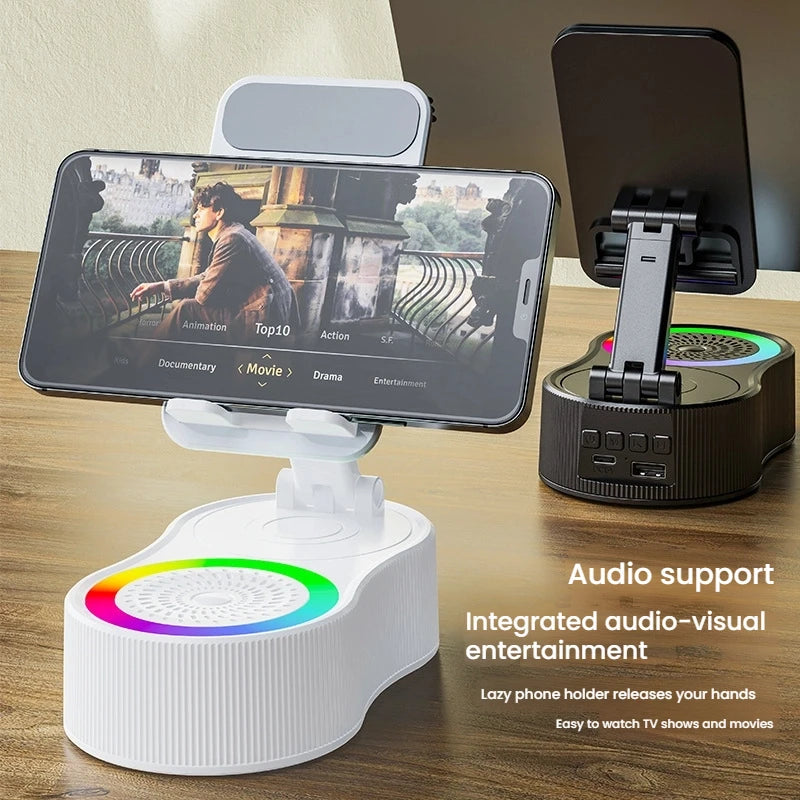 Power bank charger-Dropshipping 360 Swivel Lifting Mobile Phone Holder Power Bank Bluetooth Speaker Mini Portable Ambient Light Gifts Tidesmit