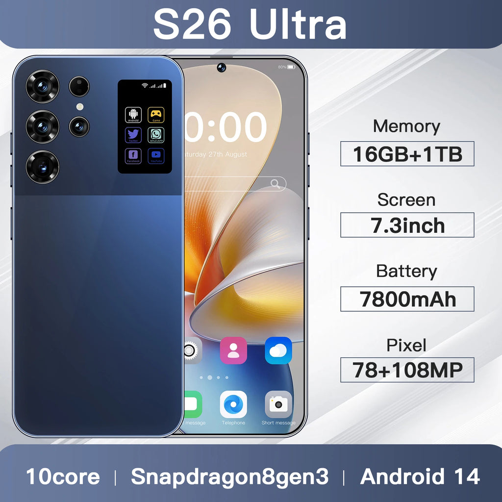 S26 Ultra 5G Smartphone, 16GB RAM, 1TB Storage - Black Tidesmit