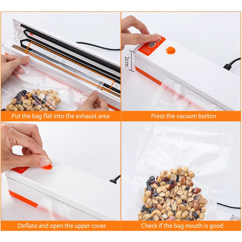 Electric Vacuum Sealer Machine For Food Storage With 10pcs Free Food Saver Bags Automatic Vacuum Sealer Packaging Machine