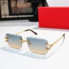 High End Luxury Diamond Sun Glasses Women Men Rimless Shades Trendy Brand Designer Frameless Sunglasses Unisex