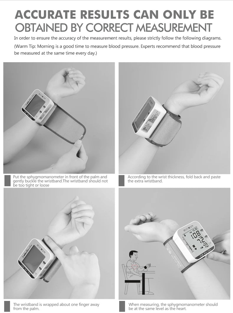Kiuzou Wrist Blood Pressure Monitor Tonometer Tensiometer Automatic Digital Pulsometer Sphygmomanometer Health Monitor