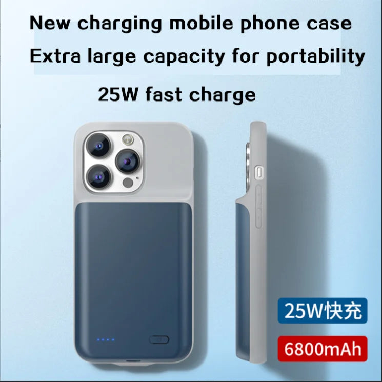 Power bank charger-For Iphone for Apple 16 15 14 Promax Large Capacity Portable Soft Edge Mobile Phone case Back Clip Battery Wireless Power Bank Tidesmit