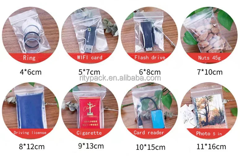 Zip Bags 100 Count 2 Mil Clear Zip Plastic Poly Bags with Resealable Lock Seal Zipper for Food Jewelry Clothing Small Business