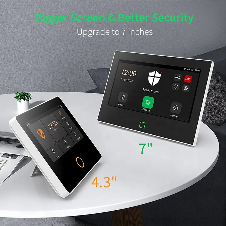 Tuya Smart WiFi 4G Home Security Alarm System Kit 7 Inch Full-Color ABS Touch Screen Display 5000mAh Battery GSM Network Tidesmit
