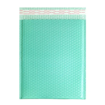 Waterproof padded bubble mailer with self-adhesive seal, mint green poly envelope
