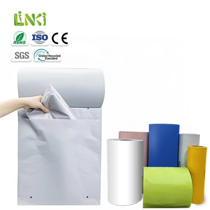 Pre-opened auto packaging bags, dark gray unprinted plastic roll with open fold pouch