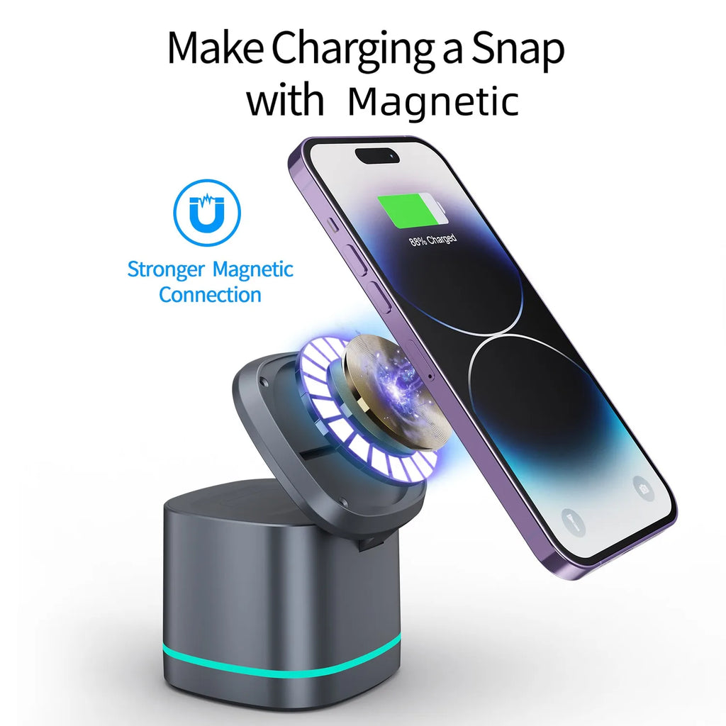 Power bank charger-3 in 1 Cube Foldable Wireless Charger 15W Fast Charging Stand Desktop Charging Station for Iphone 15 Pro Max Magnetic Portable Tidesmit