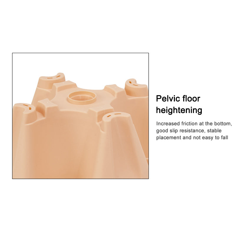 Stackable vertical flower pot in beige plastic with raised base texture for stability