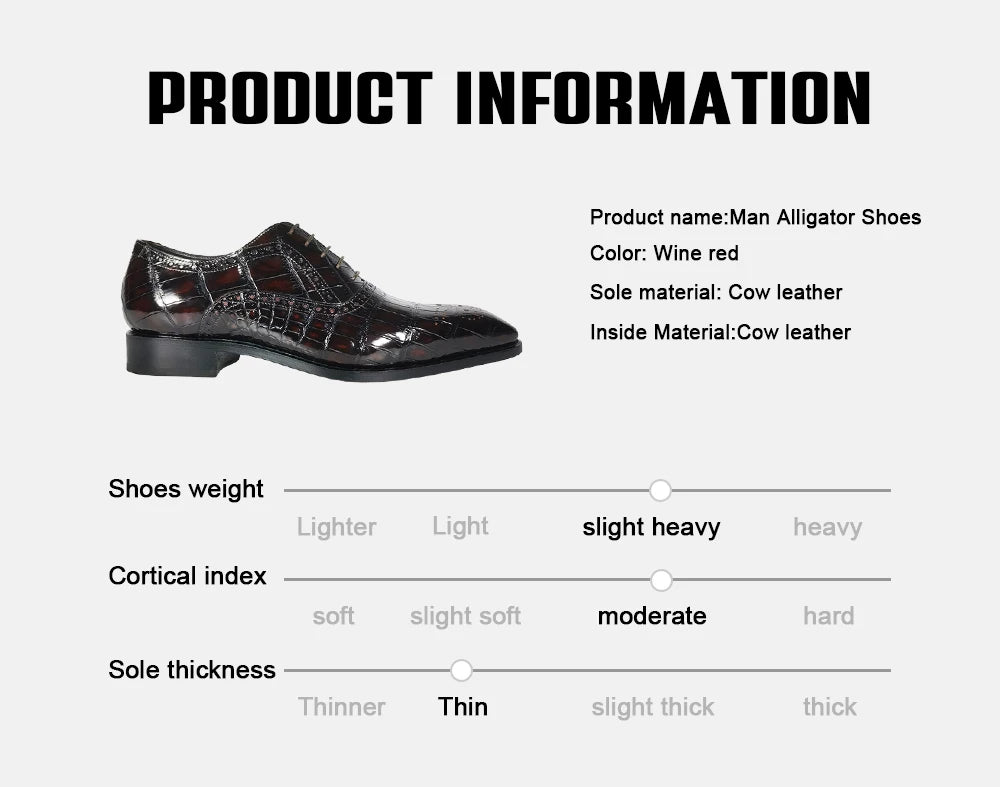 Goodyear Chic Alligator Shoes Men Original Chaussures Hommes Genuine Crocodile Leather Shoes for Men Comfortable Men's Shoes