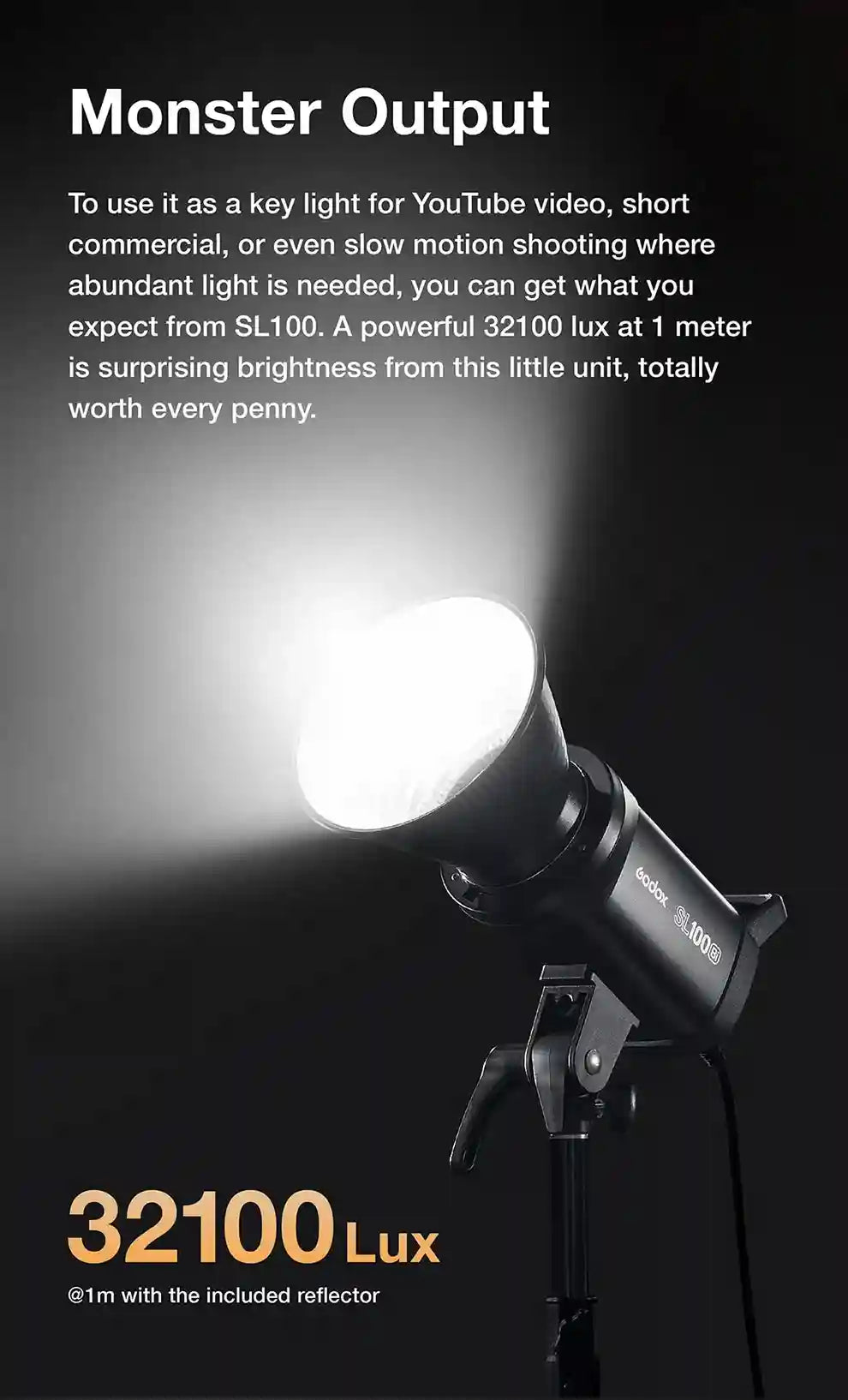 Godox SL100Bi Bi-Color LED Video Light - 100W Bowens Mount Studio Kit Tidesmit