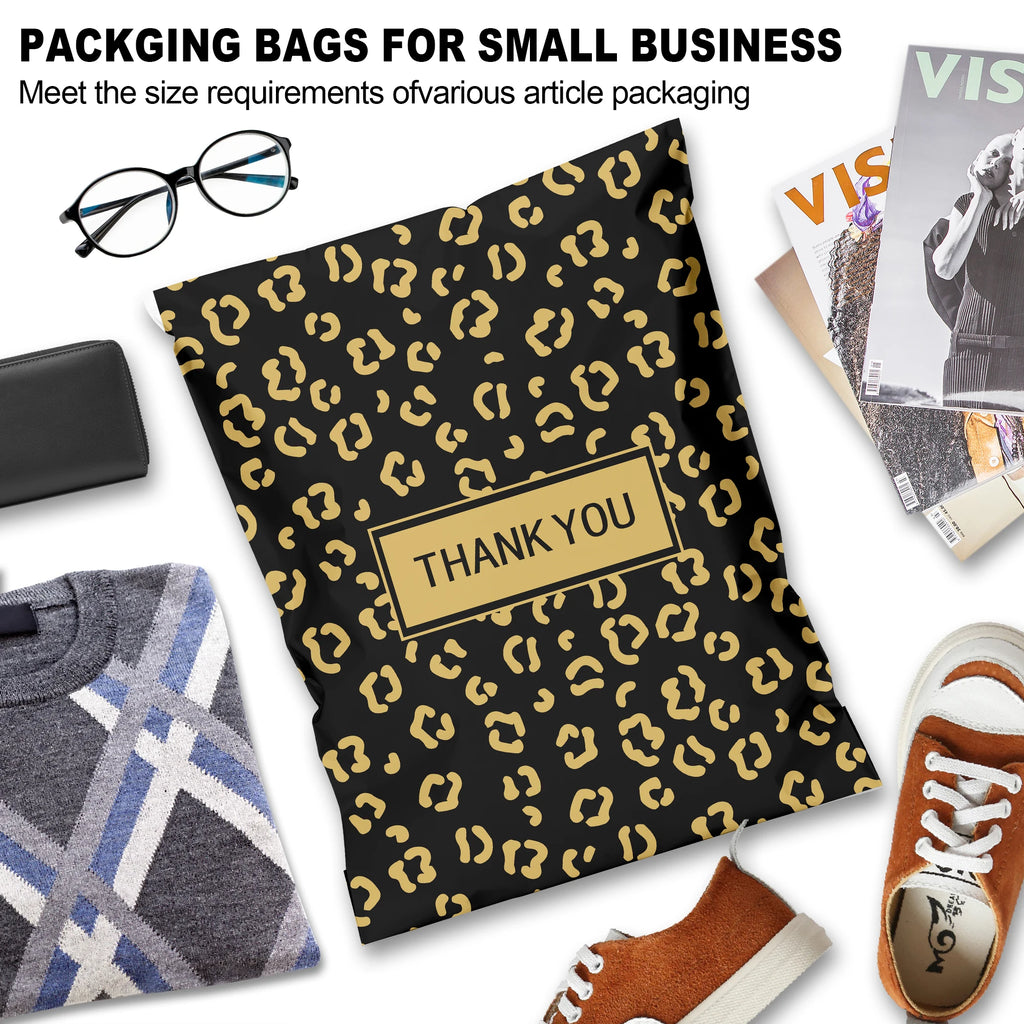 100 Pcs 10x13 Inch Gold Leopard Print Poly Mailers 2 Mil Self-Seal Waterproof Shipping Bags for Apparel Biodegradable 100 Pcs