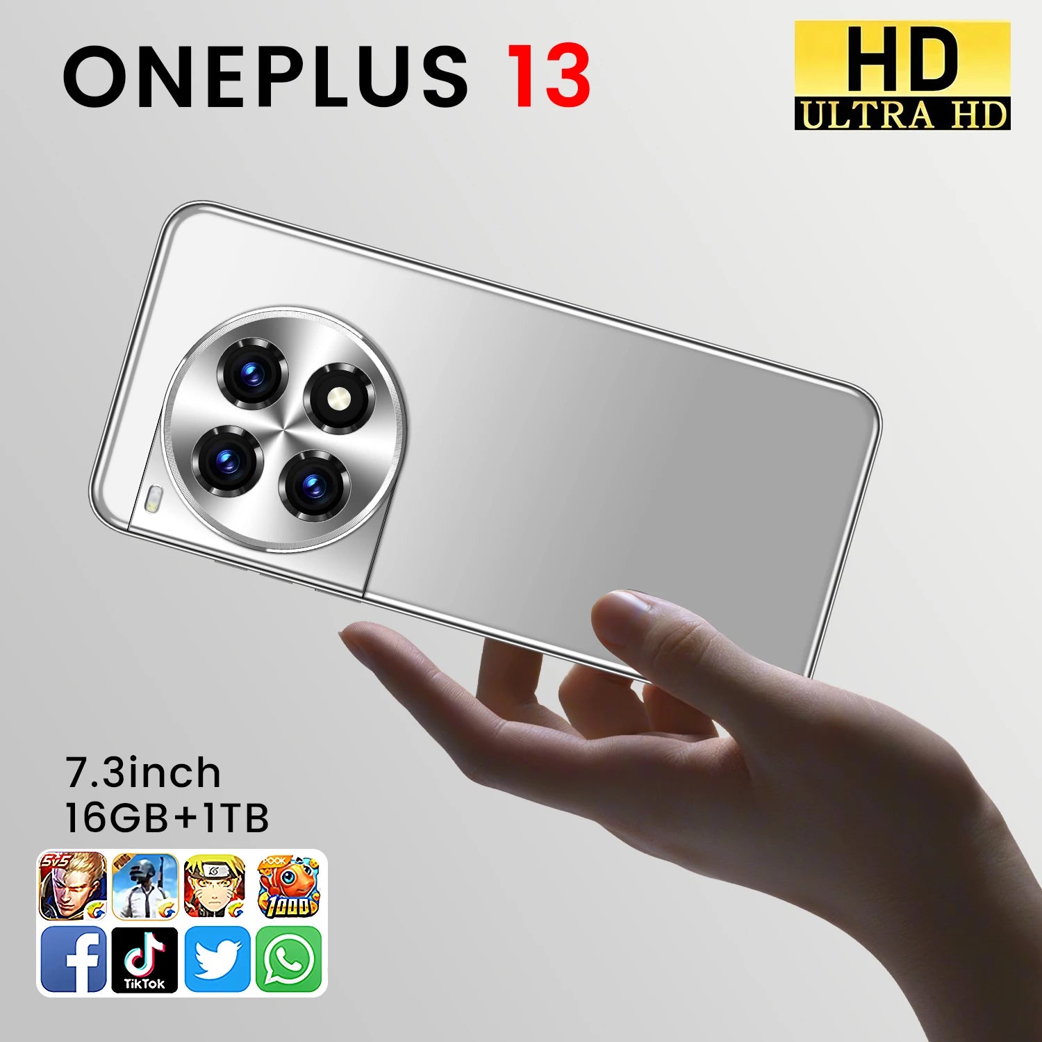 OnePlus 13 5G smartphone with 7.3-inch large display 16GB RAM and 1TB storage in gallery view 3