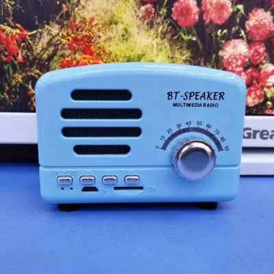 Hot Selling Portable New Retro Walnut Wooden Multimedia Mini Subwoofer Wireless Blue-tooth Music Speaker Blue 10*9*8cm My Store