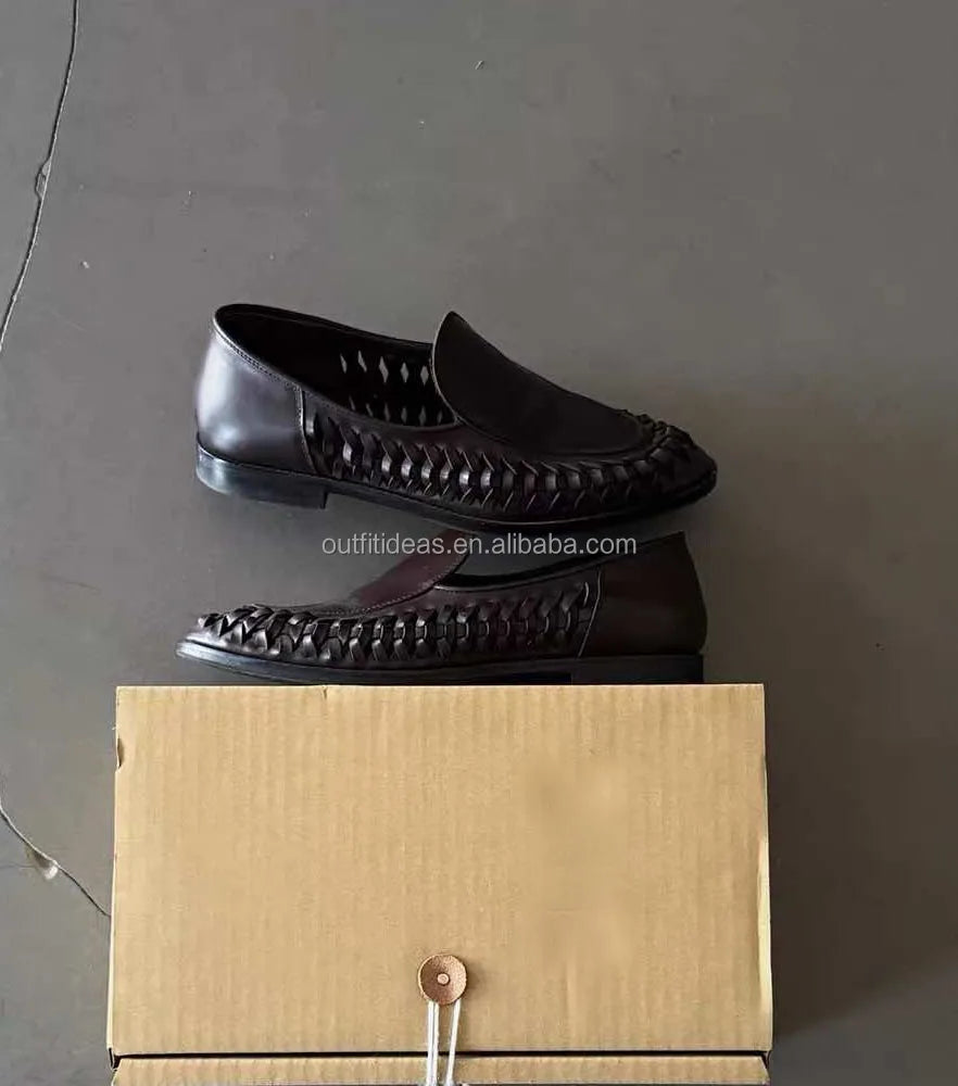 Premium Men Cow Suede Leather Loafers Unisex Dress Shoes Blake Stitch Slip-On Leather H S Libido Loafer Tobacco Whip Loafer