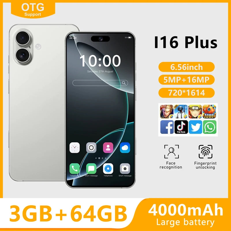 2025 New Android Low Price Unlocked I16 Plus Smart Phone Original Unlocked Celular Unlocked Mobile Phone - Tidesmit