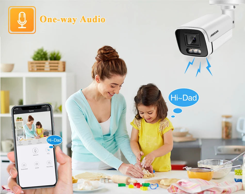 8MP 4K IP Camera Outdoor Ai Face Detection H.265 Onvif Bullet CCTV RTSP Color Night Vision 4MP POE Human Audio Security Camera