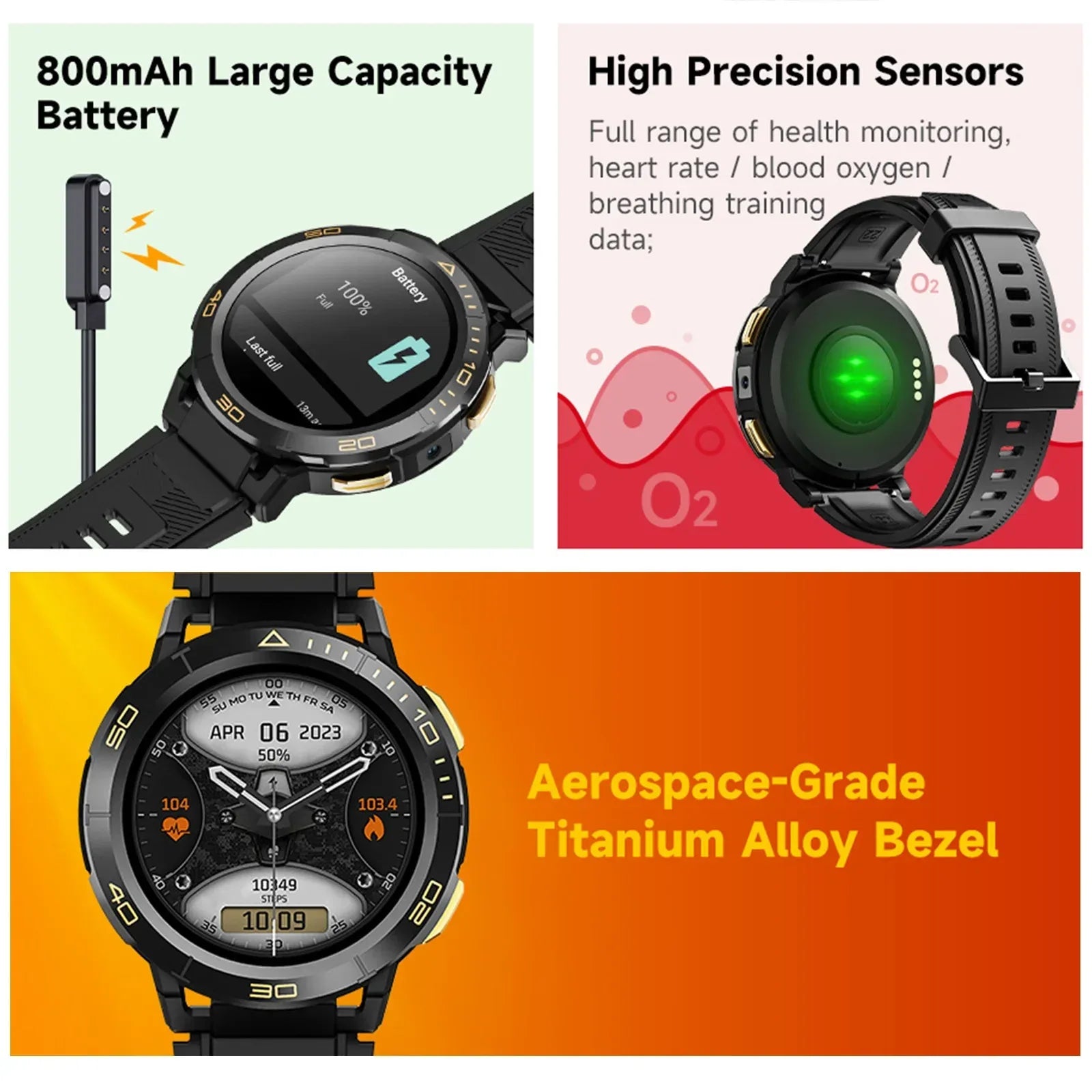 4G Smartwatch with Camera 1ATM Waterproof GPS Tracker 1.43" AMOLED Screen 800mAh Battery Fitness Health Monitor Watches - Tidesmit