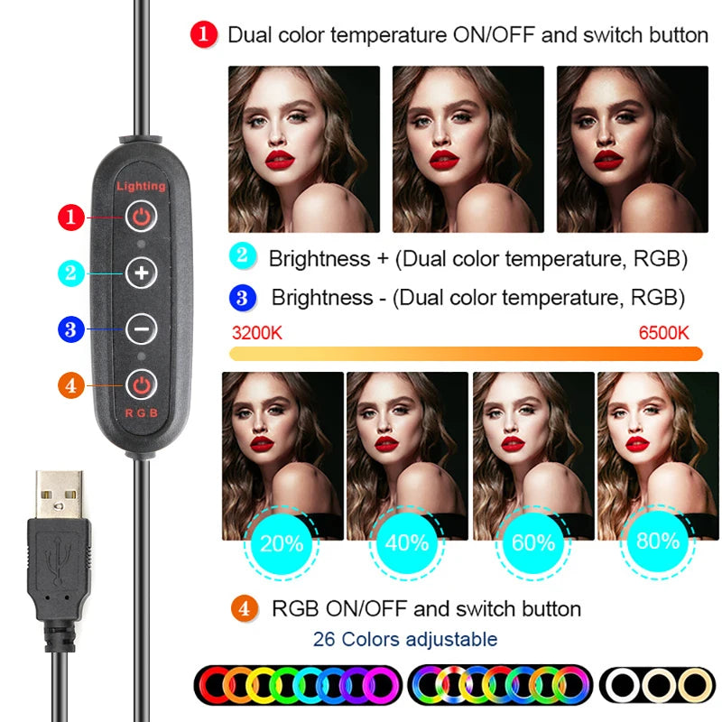 10 Inch LED Ring Light with Phone Holder | Adjustable Studio Lighting Tidesmit