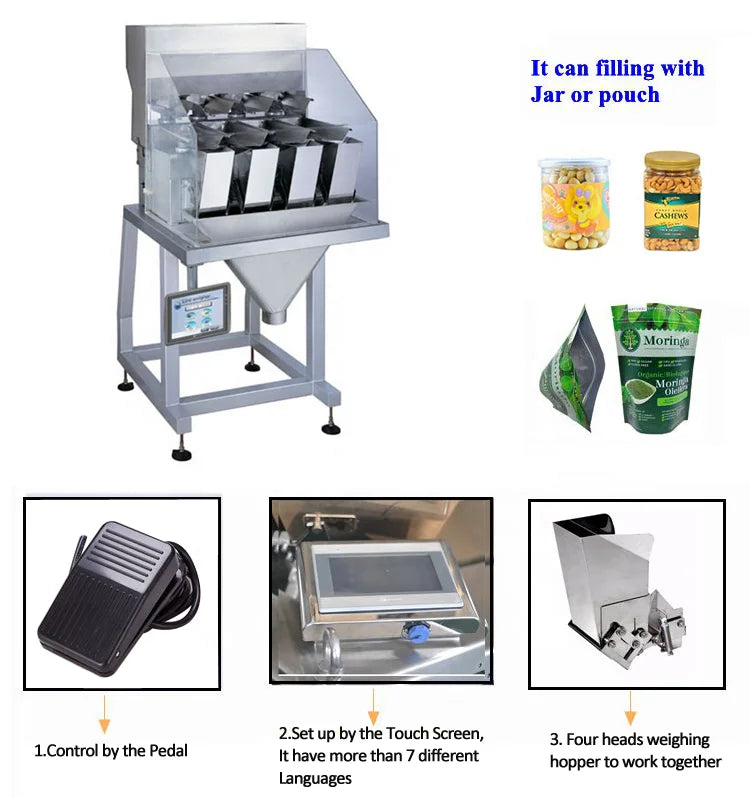 Automatic Dosing Weigher 4 Head Linear Weigher Powder Mixed Filler Weighing Machine for Packing Line
