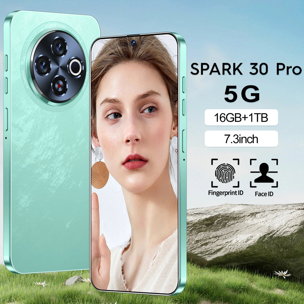 Tidesmit Spark 30 5G smartphone 16GB 1TB storage with 8000mAh battery and 7.3 inch screen in sleek modern design