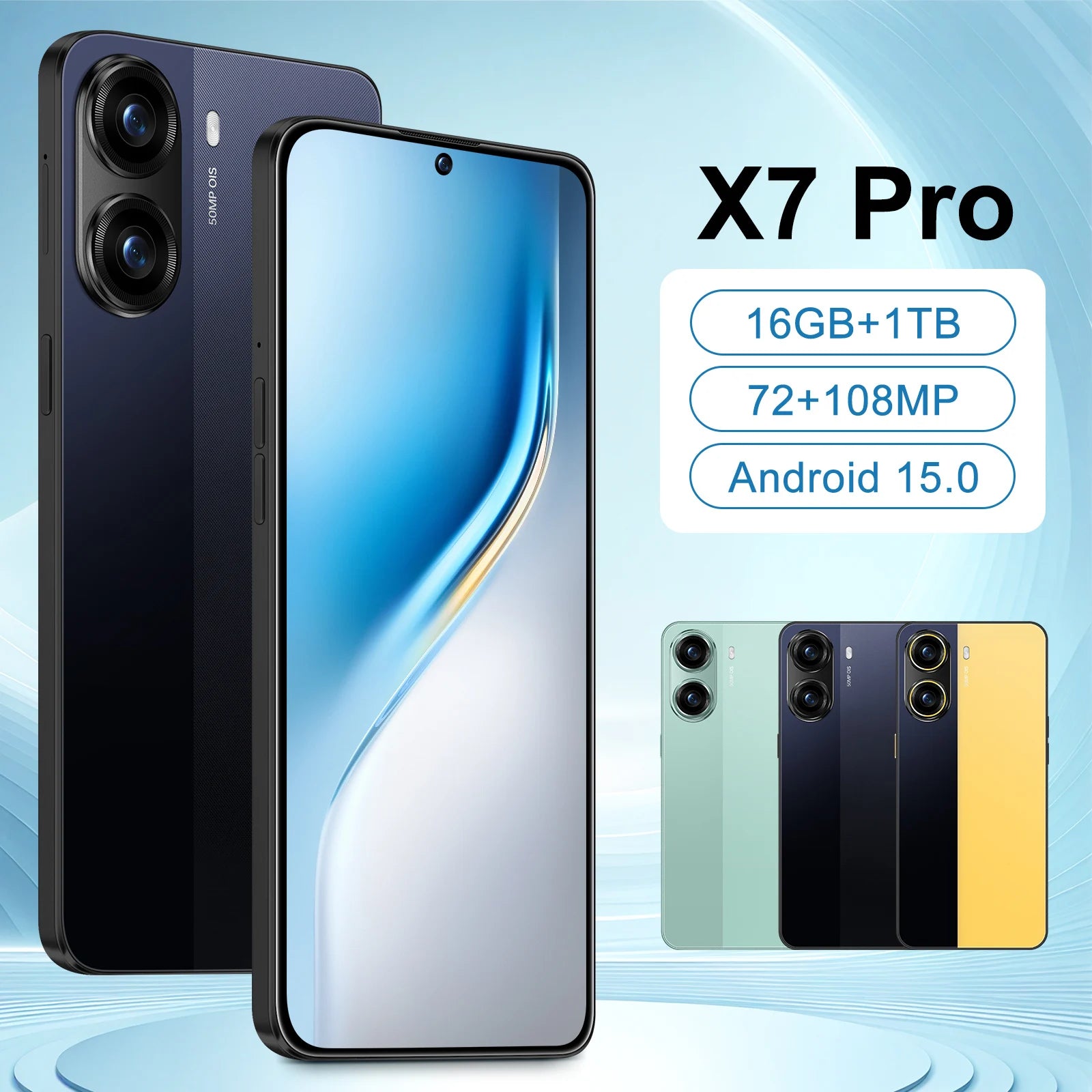 Mobile Phone X7 Pro 5G Smartphone Fast 7.3 Inch 16GB Memory 108MP Mobile Phone