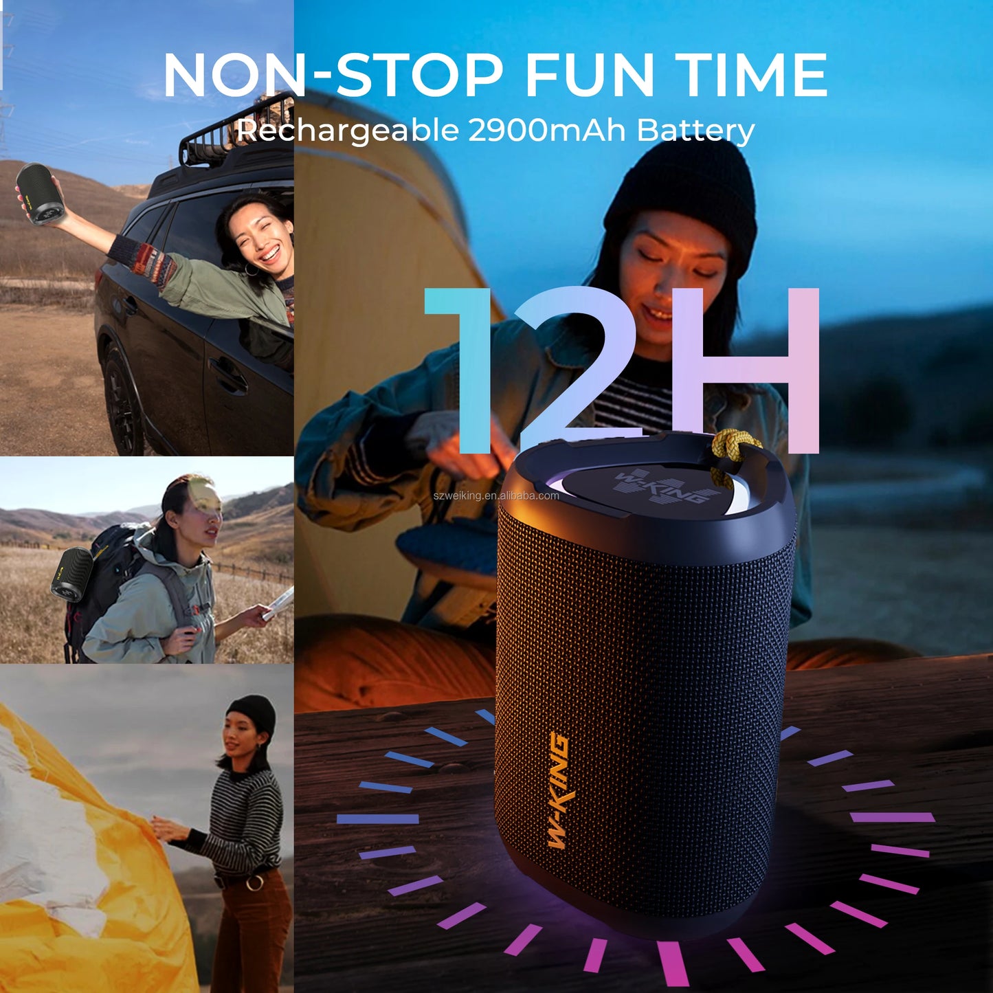 Bluetooth Speaker -IPX6 Waterproof Outdoor Portable Bluetooth Speaker W-King D110 Audio Speaker with RGB TF AUX Wireless Camping Traveling Speaker