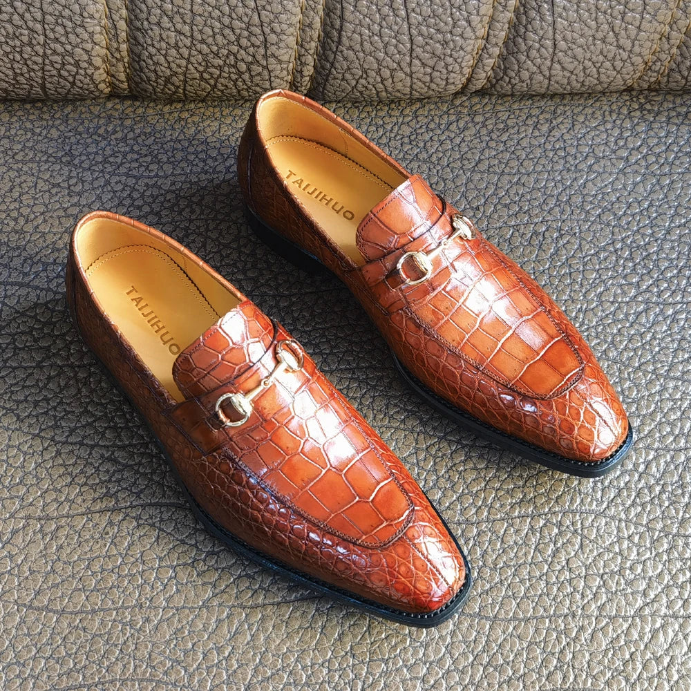 New Design Goodyear crocodile Leather Italian Men Shoes High Quality Loafers Customized Alligator Party Dress Casual Men Shoes