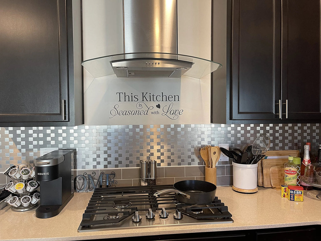Art3d 1 PCS Peel and Stick Backsplash Tiles Self adhesive Stainless Steel Kitchen Silver Brushed Metallic Mosaic 30x30cm