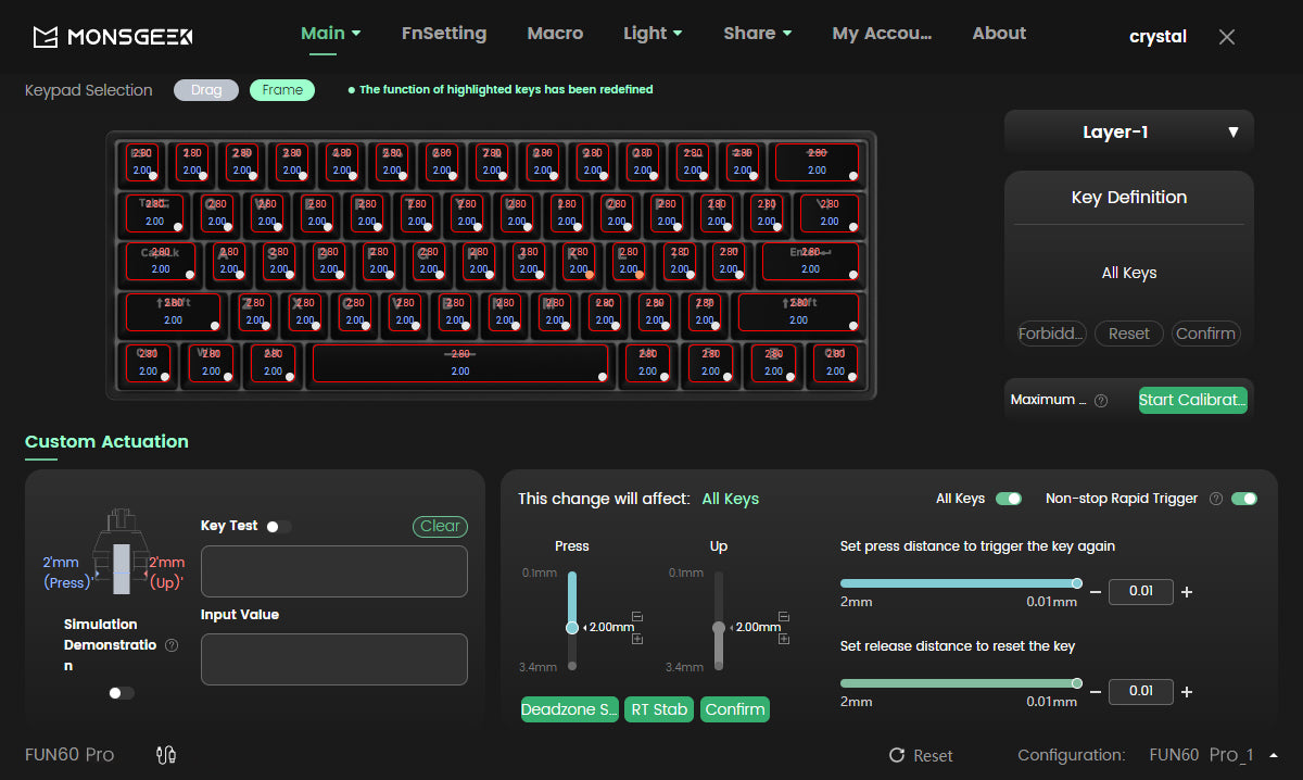 Akko MonsGeek FUN60 Mechanical Keyboard Magnetic Switch 60% Gaming Keyboards Rapid Trigger 0.01mm 8K ARGB HE/TMR Custom Keyboard