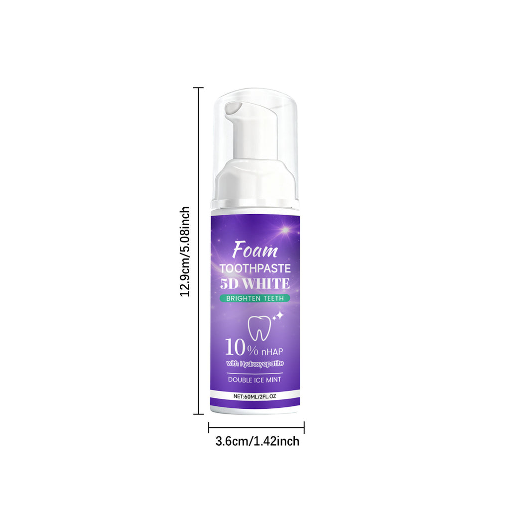 Tidesmit 5D White Foam Toothpaste Mousse for gentle teeth whitening and stain removal with fresh mint breath