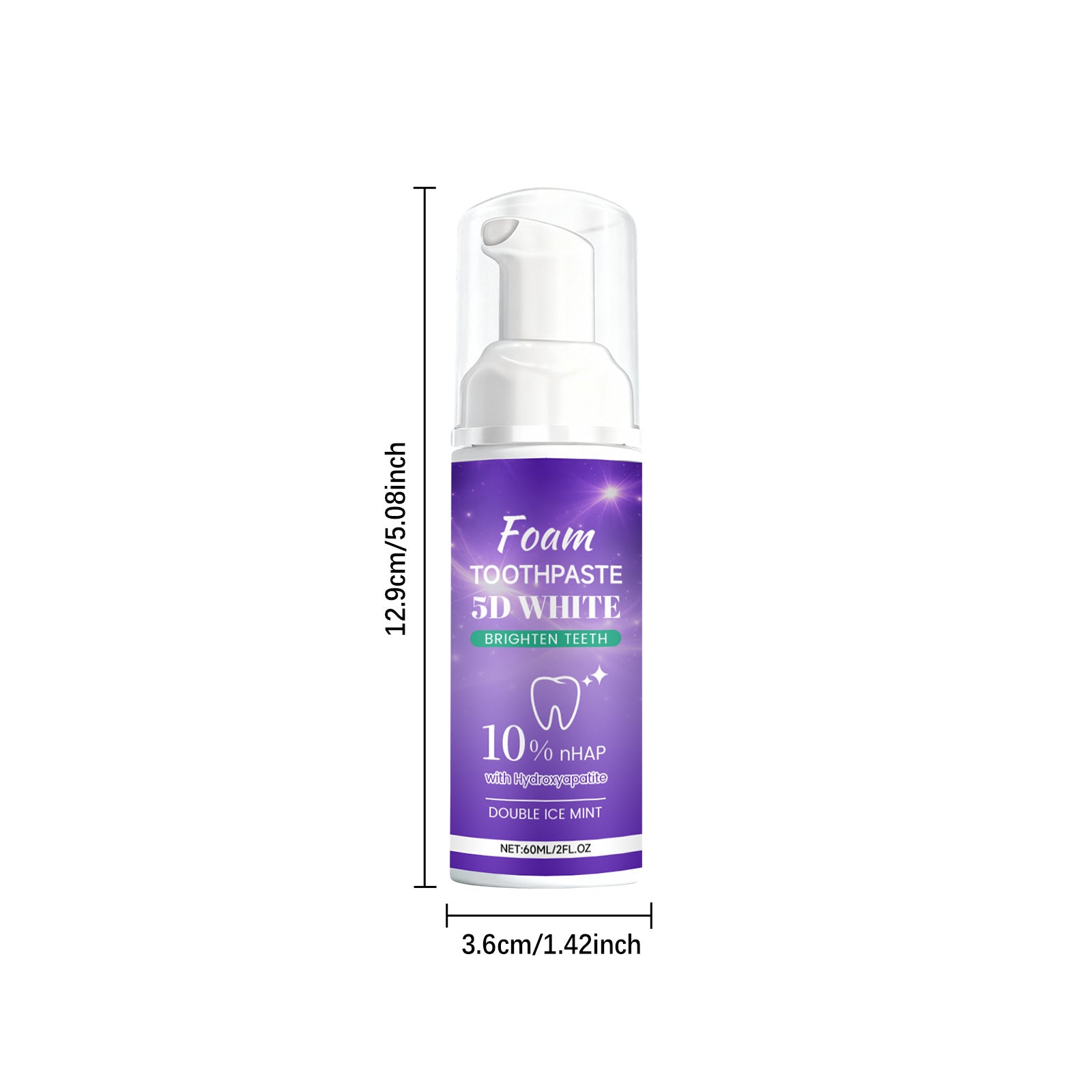 Tidesmit 5D White Foam Toothpaste Mousse for gentle teeth whitening and stain removal with fresh mint breath