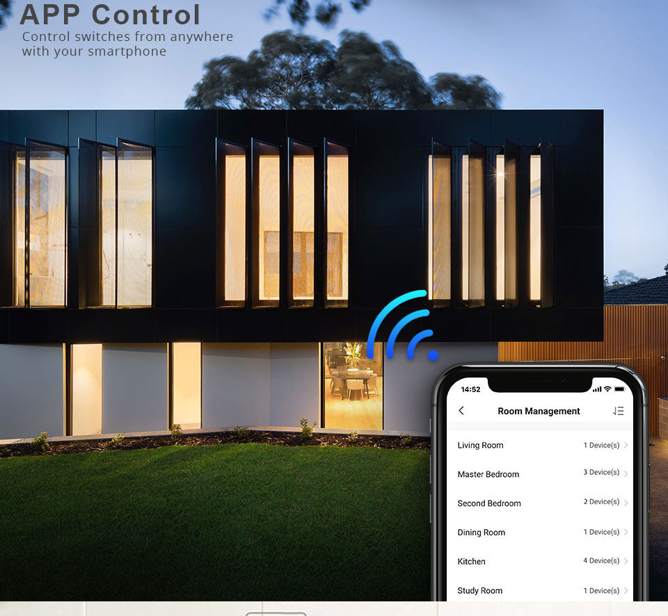 WiFi Smart Light Switch No Neutral Wire - 1, 2, or 3 Gang Options Tidesmit
