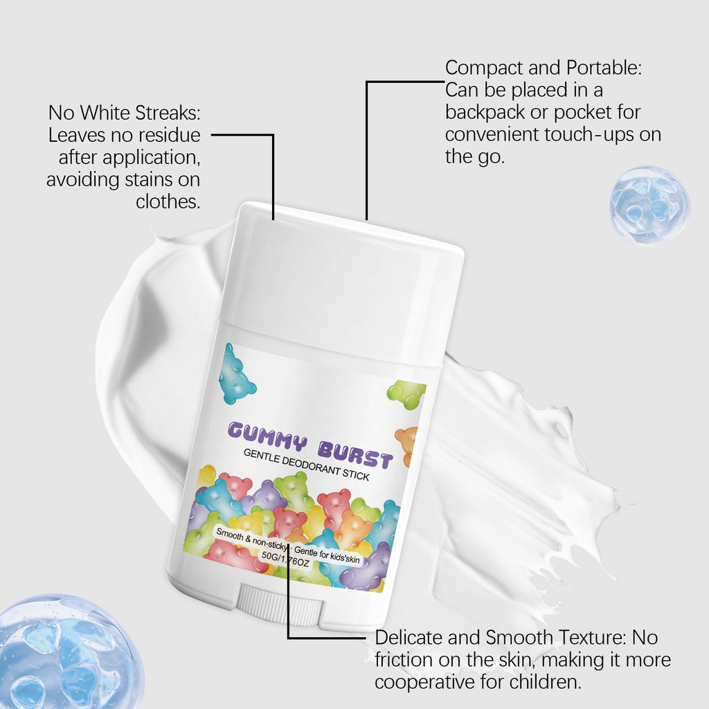 Tidesmit body odor remover antiperspirant stick for kids providing lasting fragrance and sweat inhibiting freshness.