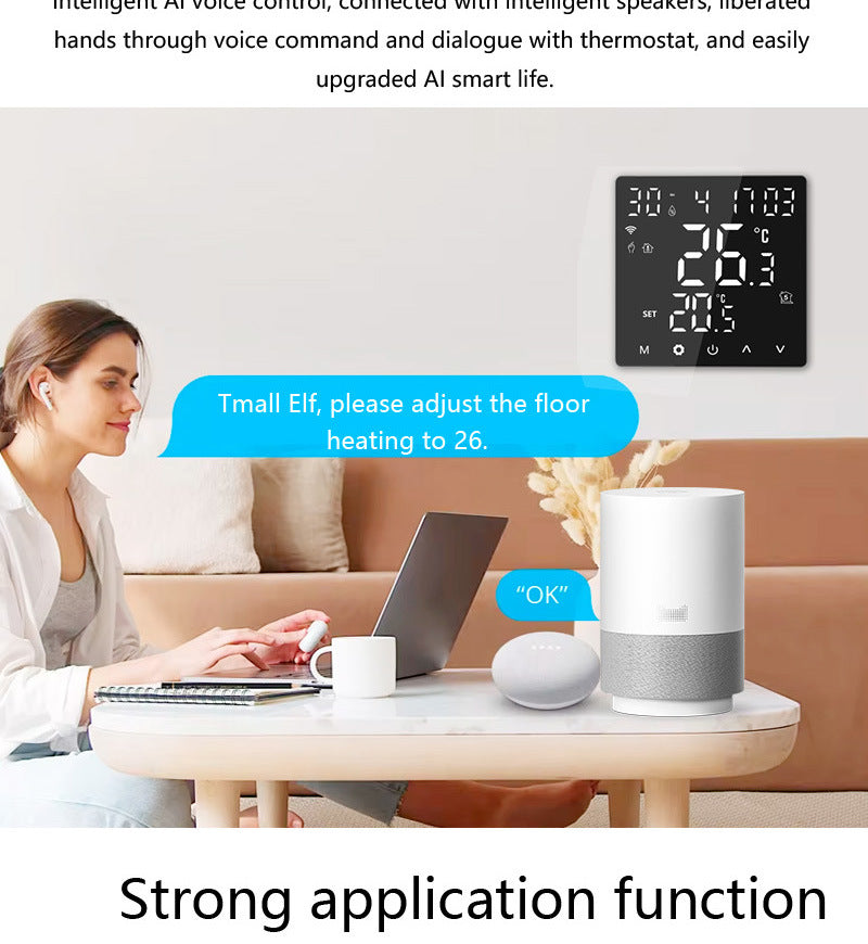 PSSRISE WiFi Thermostat Room Temperature Controller of Water Electric Floor Heating Gas Boiler Humidity Work with Googles Home