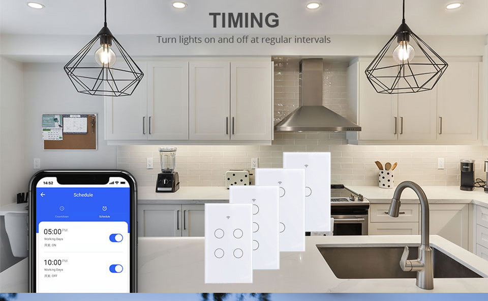 WiFi Smart Light Switch No Neutral Wire - 1, 2, or 3 Gang Options Tidesmit