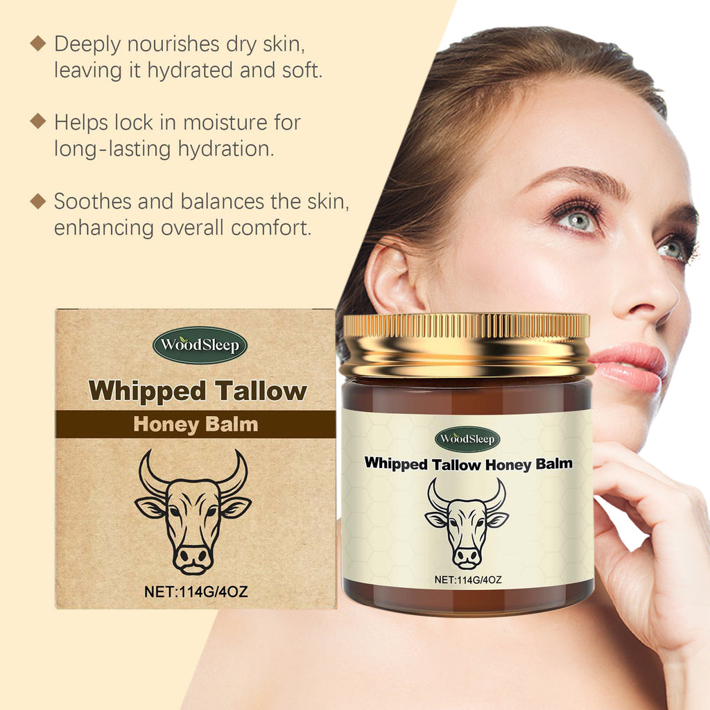 Whipped Grass Fed Beef Tallow Honey Balm Deep Hydration Face Cream Smooth Lightweight Moisturizing Nourishing Firming Skin Care