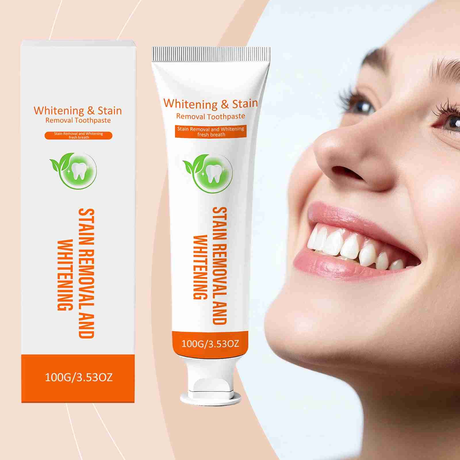 Tidesmit whitening toothpaste tube for plaque removal, stain whitening, and healthy gum protection