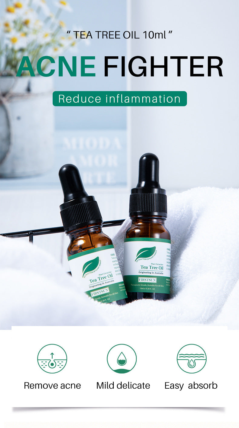 Organic Tea Tree Oil For Skin Face Hair Scalp Acne Treatment  Hair Growth Essential Oils for Diffuser, Aromatherapy Massage 10ml