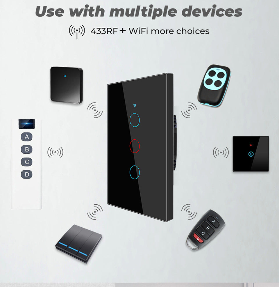 WiFi Smart Light Switch No Neutral Wire - 1, 2, or 3 Gang Options Tidesmit