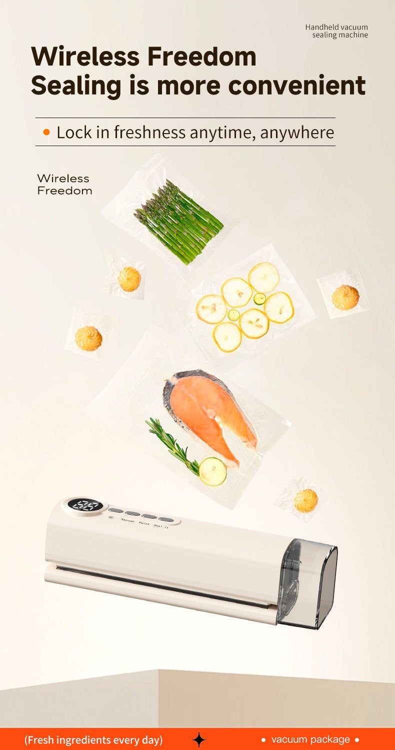 Cordless Rechargeable Vacuum Sealer Machine-90W Strong Suction ≥-62kPa, Fully Automatic Food Sealer for Dry/Moist Food