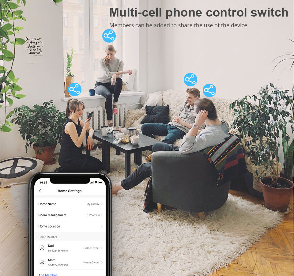 WiFi Smart Light Switch No Neutral Wire - 1, 2, or 3 Gang Options Tidesmit