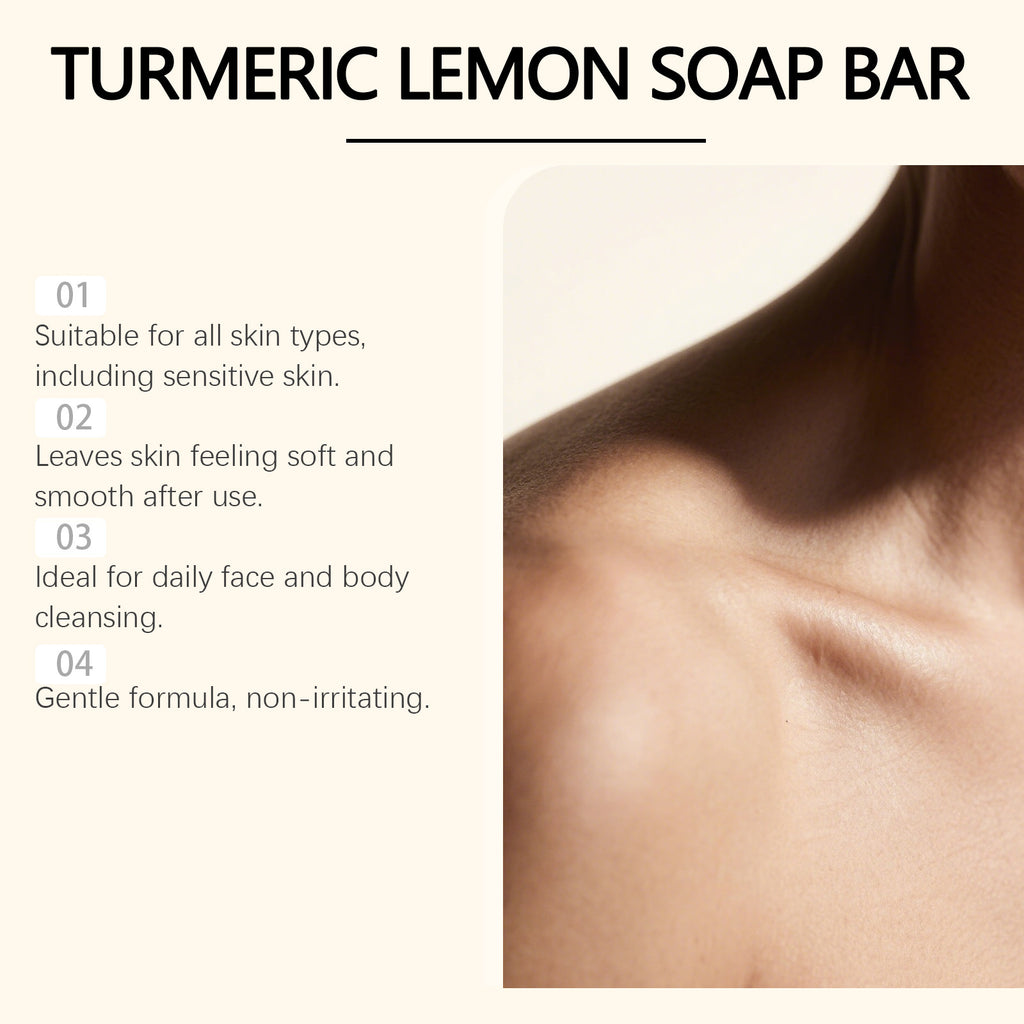Turmeric Lemon Brightening Soap Bar Exfoliating Deep Cleansing Moisturizing Repair Smoothing Refreshing Lightening Handmade Soap