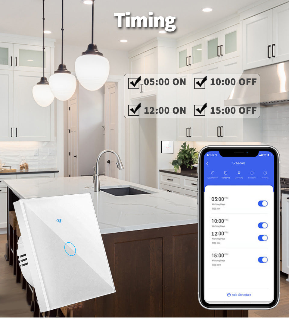WiFi Smart Light Switch No Neutral Wire - 1, 2, or 3 Gang Options Tidesmit